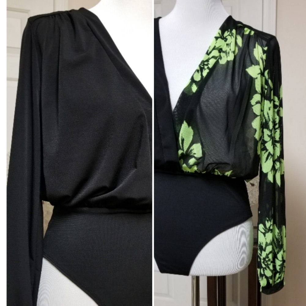 🆕️1 LEFT👉A3 Design Black & Green Floral Bodysuit - Picture 2 of 8